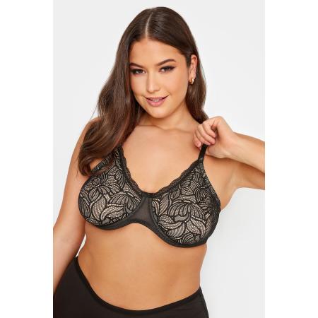 Yours Nietvoorgevormde Bh Met Beugel En Kant Ontwerp In Zwart Size 110F