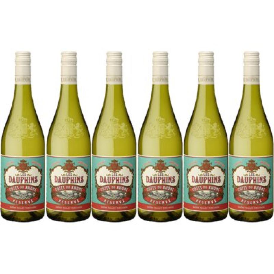 Les Dauphins Reserve côtes du rhône blanc 6 flessen