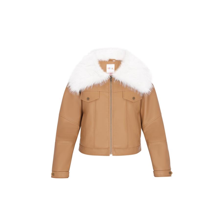 IZIA IZIA Winterjas Fashion Look camel / wit -