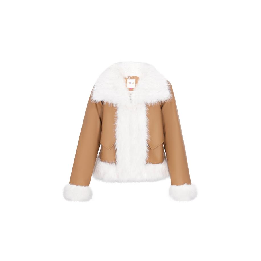 IZIA IZIA Winterjas Fashion Look karamel / wit -