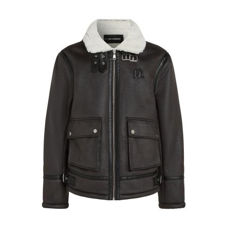 Karl Lagerfeld Karl Lagerfeld Winterjas donkerbruin / wit