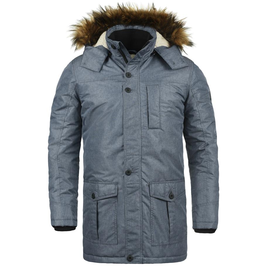 Solid !Solid Winterjas duifblauw / bruin -