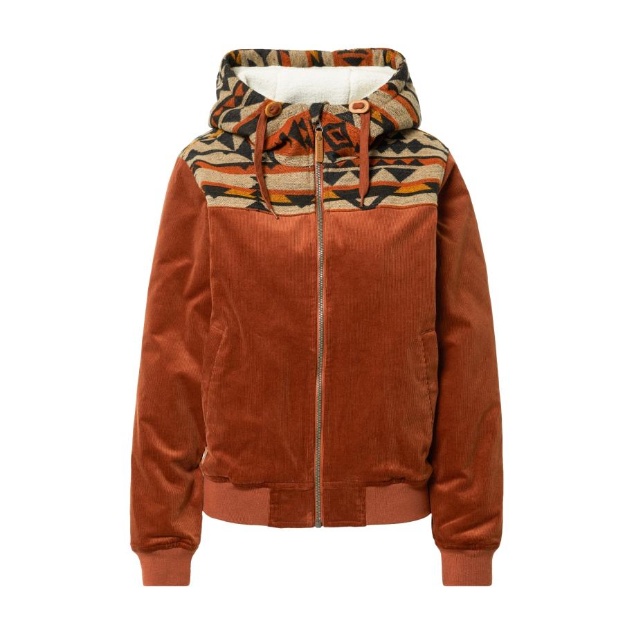 Iriedaily Iriedaily Winterjas beige / curry / roestrood / zwart -