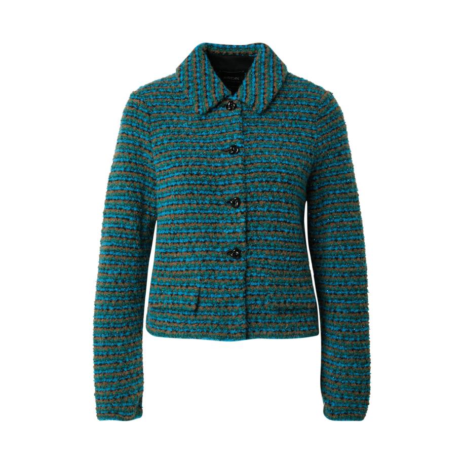Marc Cain Marc Cain Tussenjas turquoise / hemelsblauw / bruin -