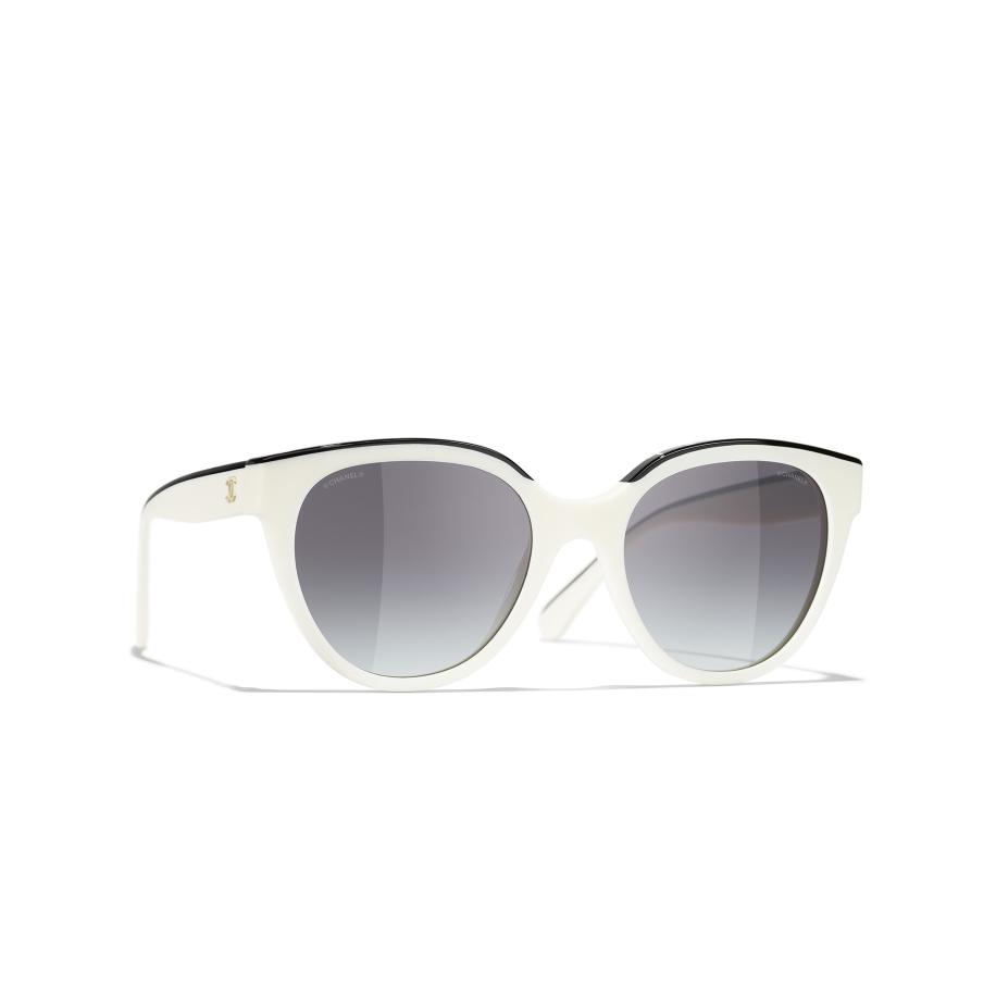 Chanel Vrouwelijk Sunglass Square Sunglasses CH5414 - Framekleur: Wit, Lenskleur: Grijs Grijs