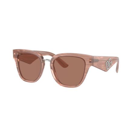 Dolce&Gabbana Vrouwelijk Sunglass DG4437 - Framekleur: Fleur Caramel, Lenskleur: Donkerbruin