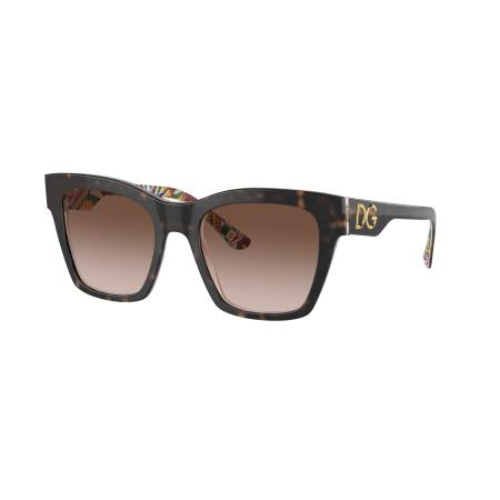 Dolce&Gabbana Vrouwelijk Sunglass DG4384 - Framekleur: Havana op wit barrow, Lenskleur: Bruin Gradiënt