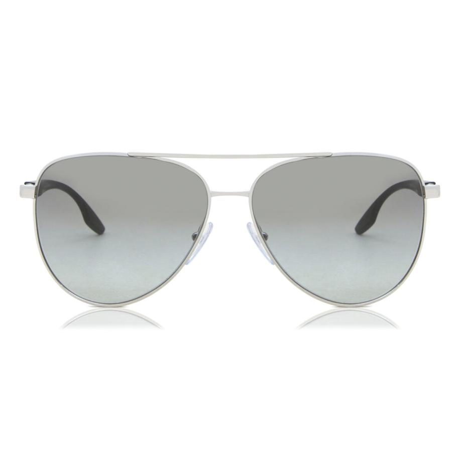 Prada Linea Rossa PS52WS 1BC08O Zilver Heren Zonnebril Grijs