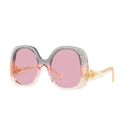 Gucci Vrouwelijk Sunglass GG1235S - Framekleur: Transparant grijs, Lenskleur: Roze