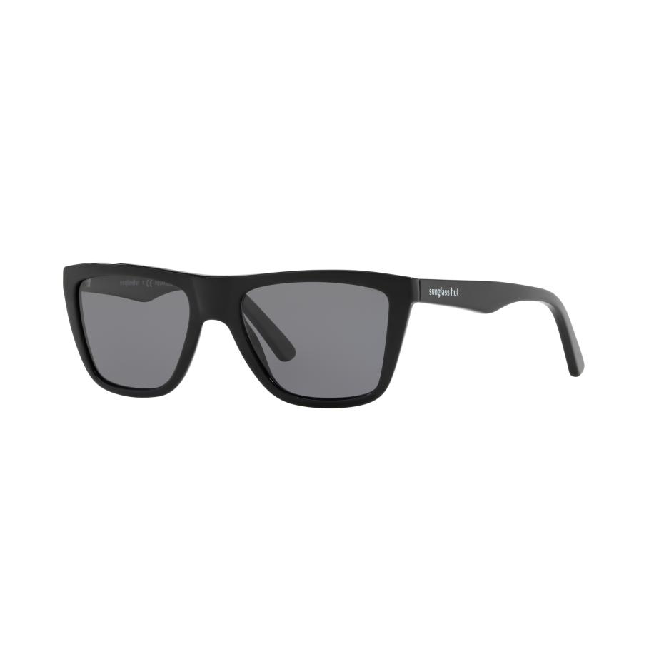 Sunglass Hut Collection Mannelijk Sunglass HU2014 - Framekleur: Zwart, Lenskleur: Polar donkergrijs Grijs