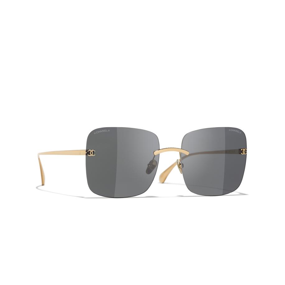 Chanel Vrouwelijk Sunglass Square Sunglasses CH4287T - Framekleur: Goud, Lenskleur: Donkergrijs Grijs