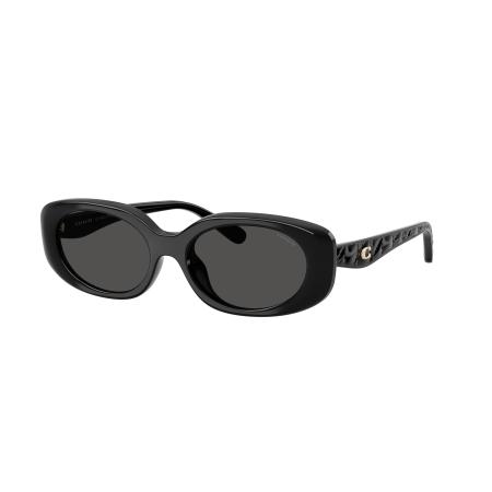 Coach Vrouwelijk Sunglass HC8443D CBY84 - Framekleur: Zwart, Lenskleur: Effen grijs