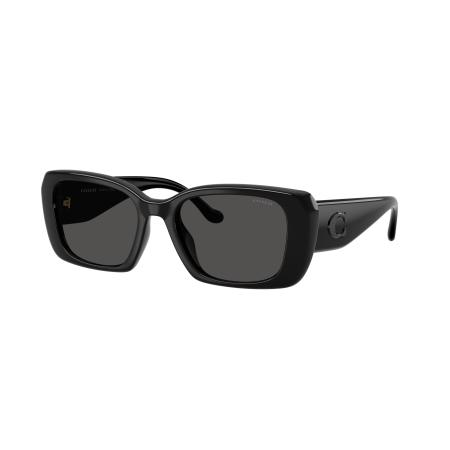 Coach Vrouwelijk Sunglass HC8435U CBY82 - Framekleur: Zwart, Lenskleur: Effen grijs