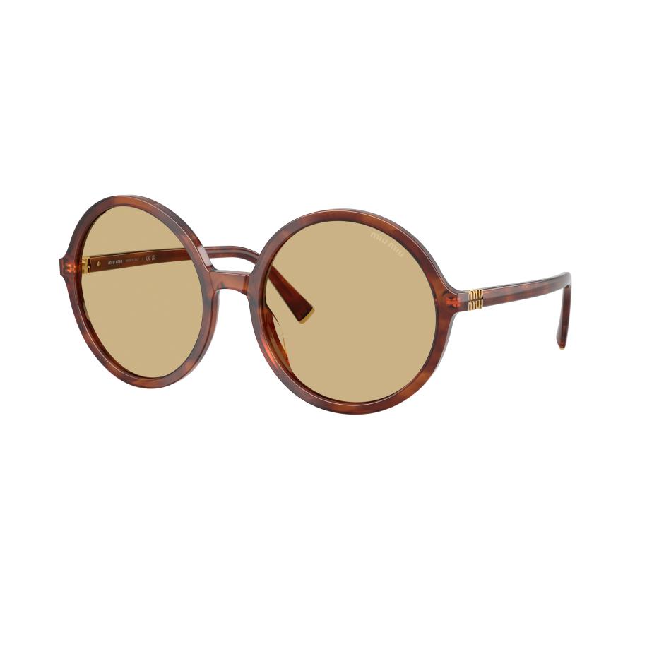 Miu Miu Vrouwelijk Sunglass MU B02S - Framekleur: Gestreept tabak, Lenskleur: Geel Geel