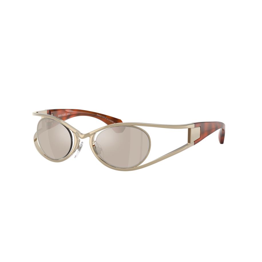 Alain Mikli Unisex Sunglass A04501T - Framekleur: Goud/Havana, Lenskleur: Real White Gold Mirror Multicolor