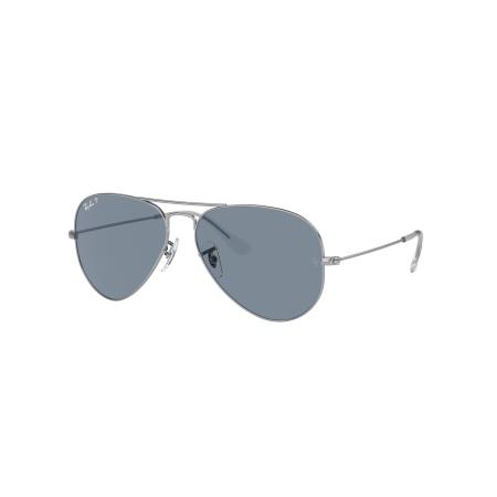 Ray-Ban Unisex Sunglass RB3025 Aviator Classic - Framekleur: Zilver, Lenskleur: Blauw
