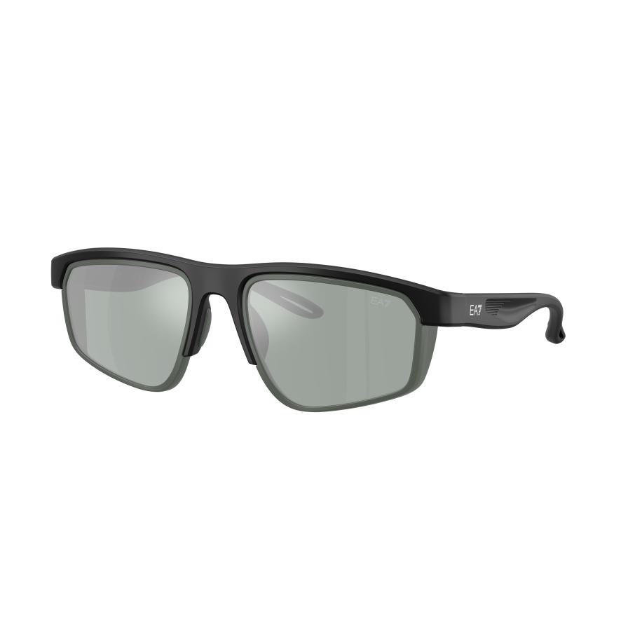 EA7 Mannelijk Sunglass Q74003 - Framekleur: Matzwart, Lenskleur: Petrol Green Mirror Silver Groen