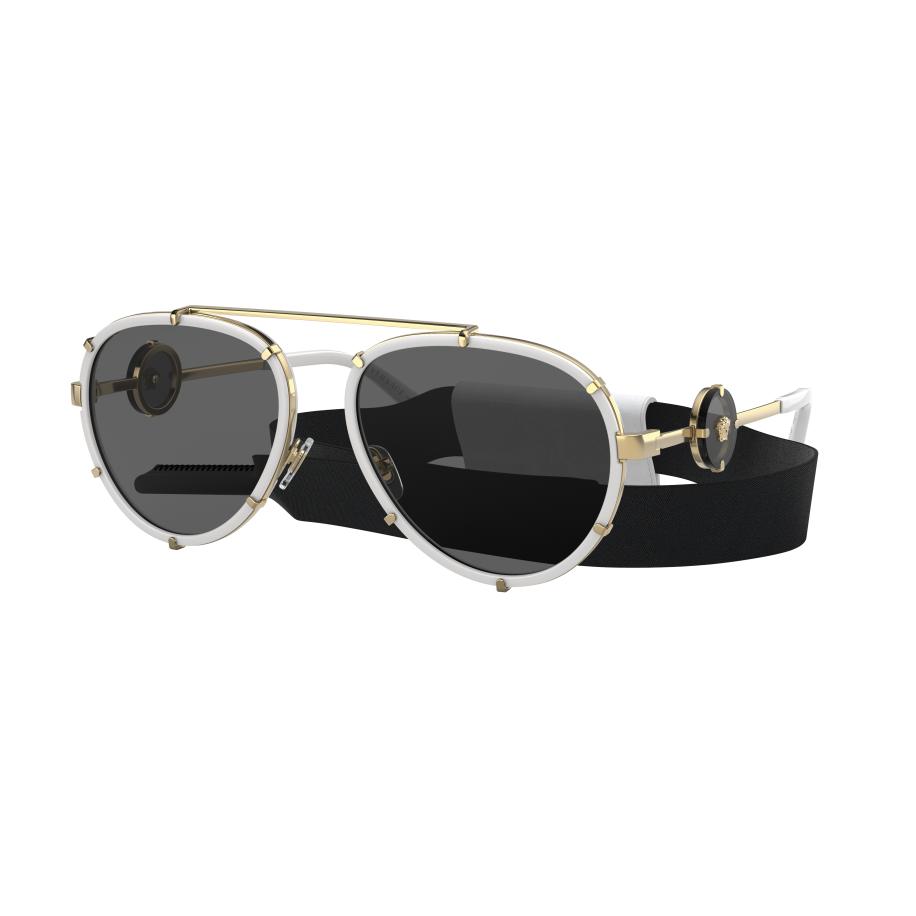 Versace Vrouwelijk Sunglass VE2232 - Framekleur: Wit, Lenskleur: Donkergrijs Grijs