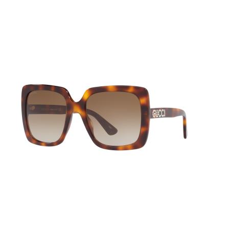 Gucci Vrouwelijk Sunglass GG0418S - Framekleur: Tortoise, Lenskleur: Bruin Gradiënt