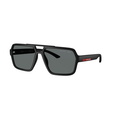 Prada Linea Rossa Mannelijk Sunglass PS A06S - Framekleur: Zwart rubber, Lenskleur: Polar donkergrijs