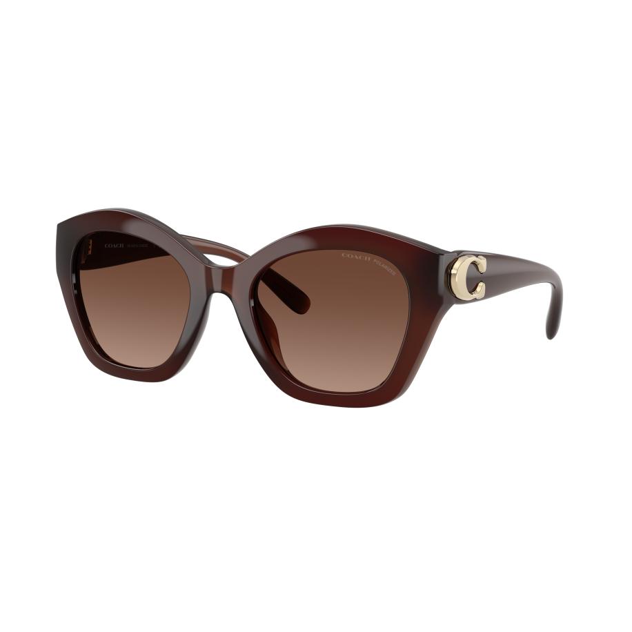 Coach Vrouwelijk Sunglass HC8421U CAD31 - Framekleur: Melkachtig hazel, Lenskleur: Bruin Gradiënt Polar Bruin