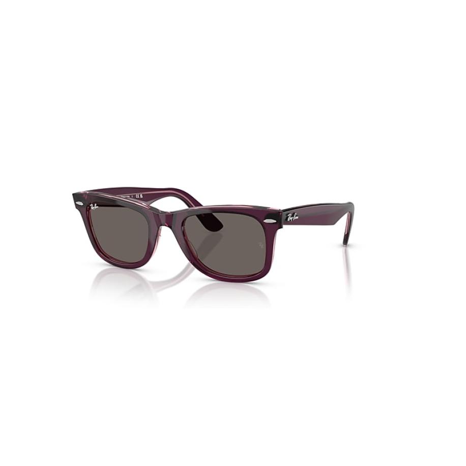 Ray-Ban Original Wayfarer Classic zonnebril Violet Op Transparant Roze montuur Grijs glazen 50-22 Multicolor
