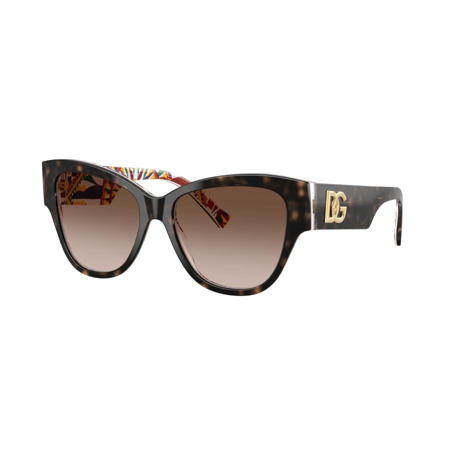 Dolce&Gabbana Vrouwelijk Sunglass DG4449 - Framekleur: Havana op wit barrow, Lenskleur: Bruin Gradiënt Bruin