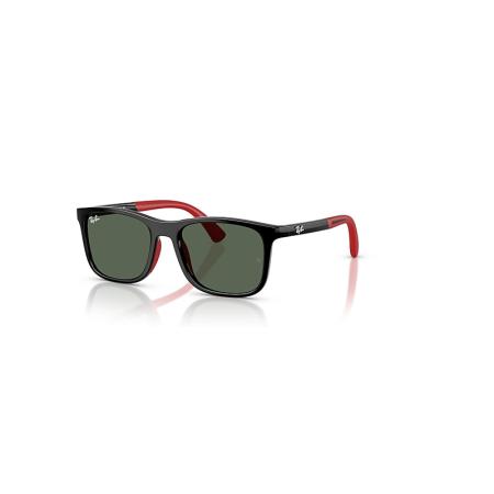 Ray-Ban Rb9084s Kids Bio-based zonnebril Zwart Op Rubber Rood montuur Groen glazen 47-16