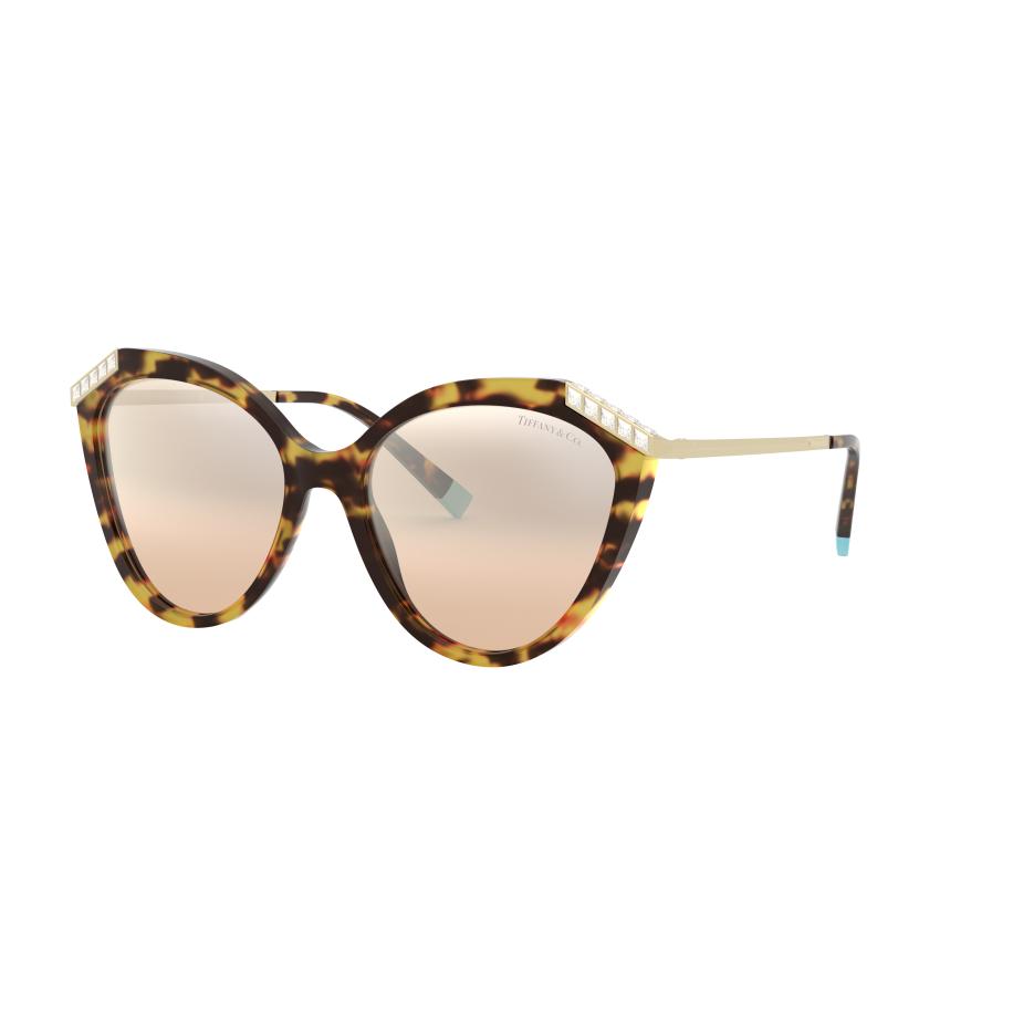 Tiffany & Co. Vrouwelijk Sunglass TF4173B - Framekleur: Geel Havana, Lenskleur: Bruin Gradiënt Zilver Gespiegeld Multicolor