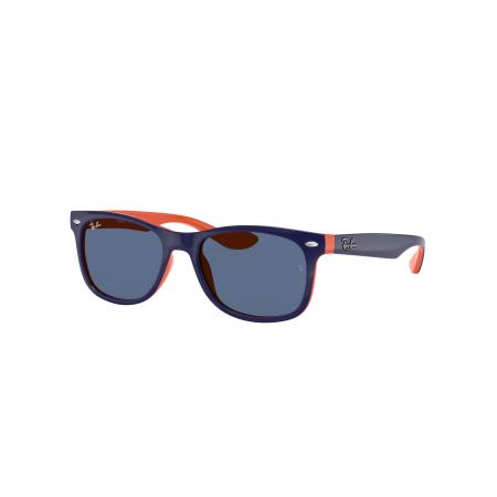 Ray-Ban Unisex Sunglass RB9052S New Wayfarer Kids - Framekleur: Blauw op Oranje, Lenskleur: Blauw