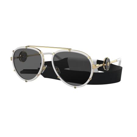 Versace Vrouwelijk Sunglass VE2232 - Framekleur: Wit, Lenskleur: Donkergrijs