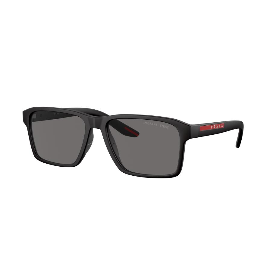 Prada Linea Rossa Mannelijk Sunglass PS 5YS - Framekleur: Zwart rubber, Lenskleur: Donkergrijs Polarized Grijs