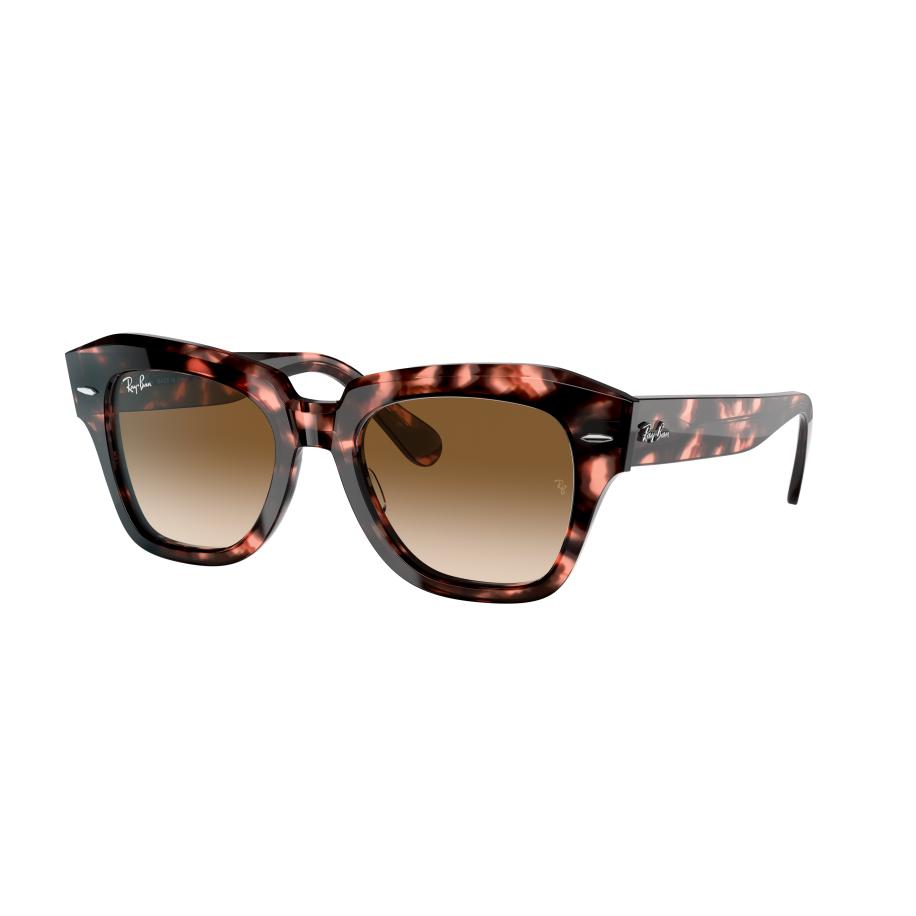 Ray-Ban Unisex Sunglass RB2186 State Street Fleck - Framekleur: Roze Havana, Lenskleur: Lichtbruin gradiënt Bruin