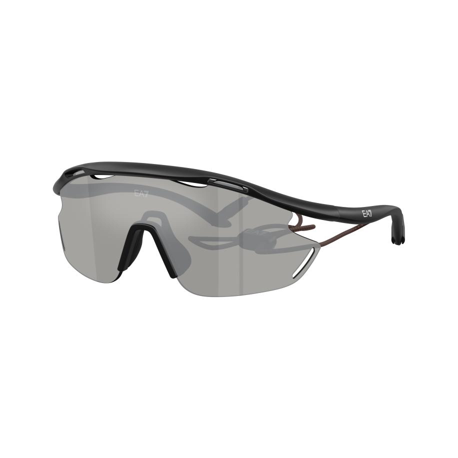 EA7 Mannelijk Sunglass Q74002 - Framekleur: Matzwart, Lenskleur: Lichtgrijs gespiegeld zilver Multicolor