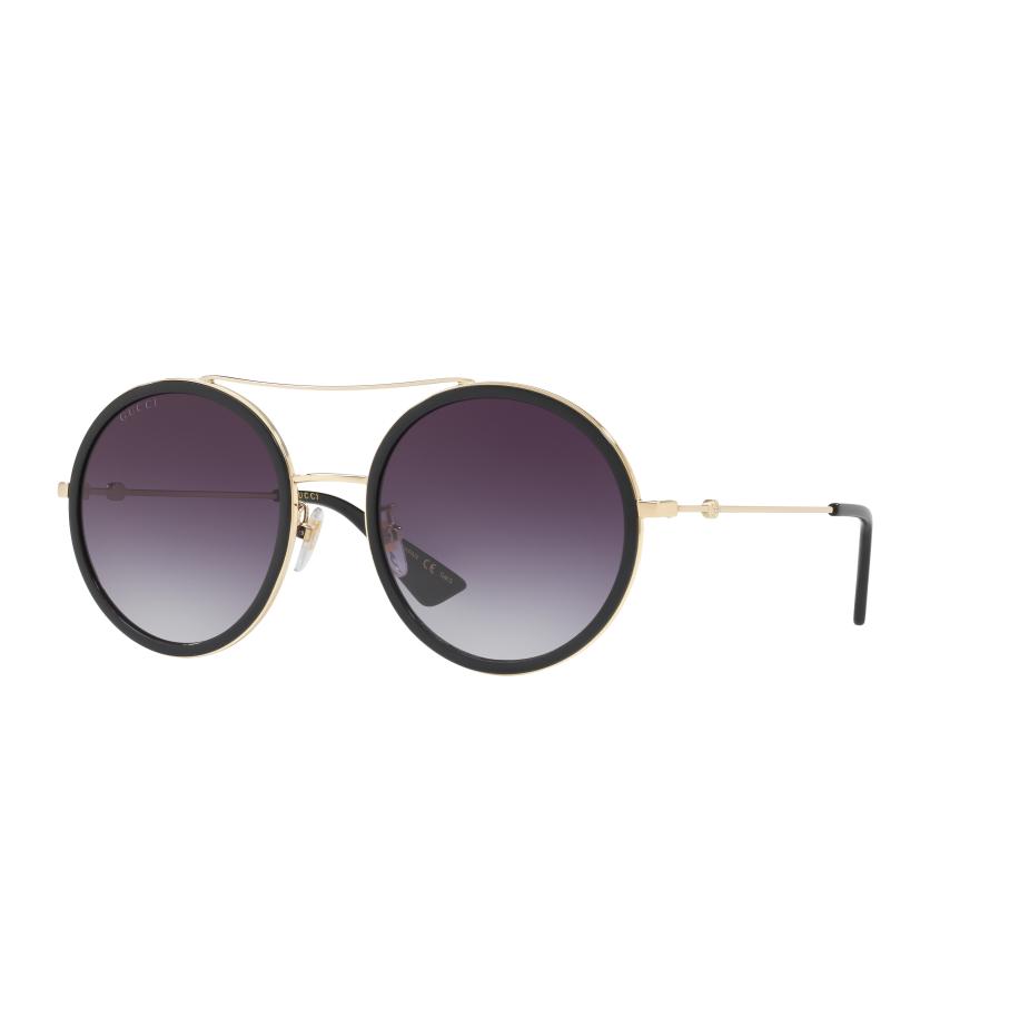 Gucci Vrouwelijk Sunglass GG0061S - Framekleur: Goud, Lenskleur: Grijs Grijs