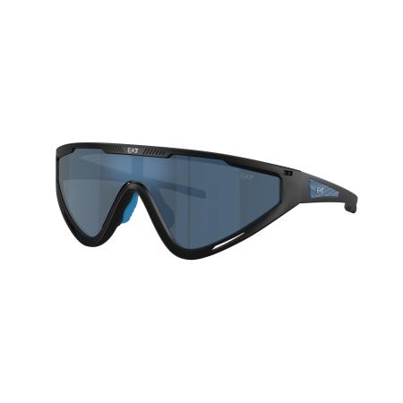 EA7 Mannelijk Sunglass Q74001 - Framekleur: Matzwart, Lenskleur: Donkerblauw gespiegeld blauw