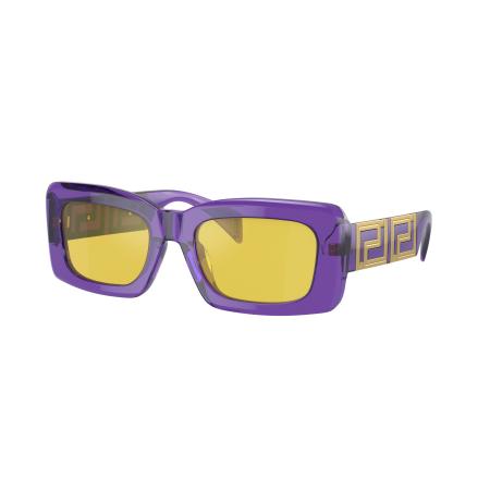 Versace Vrouwelijk Sunglass VE4444U - Framekleur: Transparant violet, Lenskleur: Yellow Mirror Internal Silver