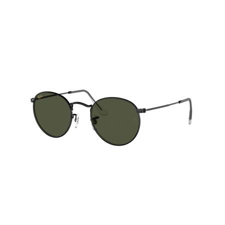 Ray-Ban Mannelijk Sunglass RB3447 Round Metal Legend Gold - Framekleur: Zwart, Lenskleur: G-15 Groen