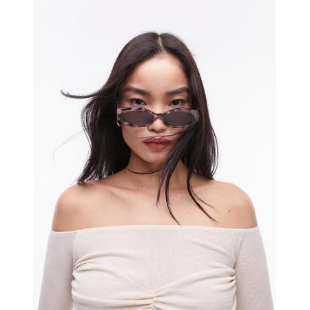 Topshop Cosmo Rechthoekige cat eye zonnebril in licht tortoise-Bruin