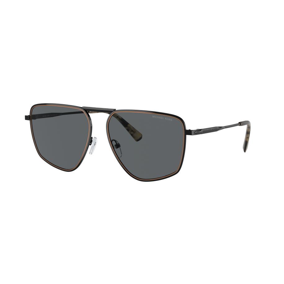 Michael Kors Mannelijk Sunglass MK1153 Silverton - Framekleur: Glanzend zwart, Lenskleur: Donkergrijs effen Grijs