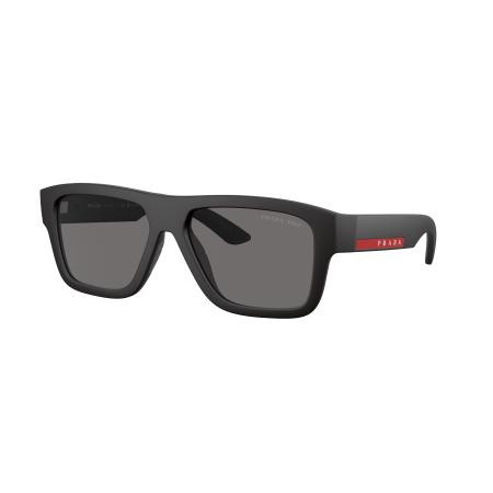 Prada Linea Rossa Mannelijk Sunglass PS 04ZS - Framekleur: Zwart gerubberd, Lenskleur: Donkergrijs Polar