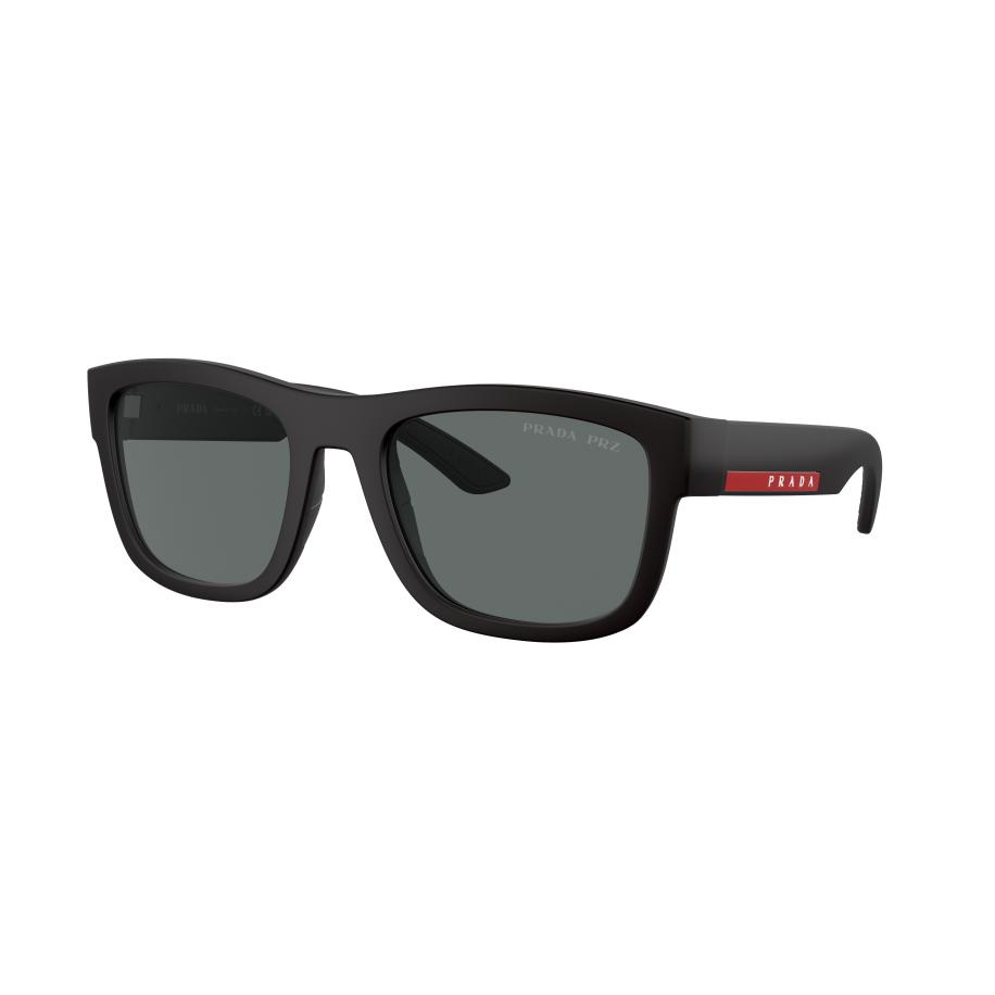 Prada Linea Rossa Mannelijk Sunglass PS 1ZS - Framekleur: Zwart rubber, Lenskleur: Donkergrijs Polar Grijs