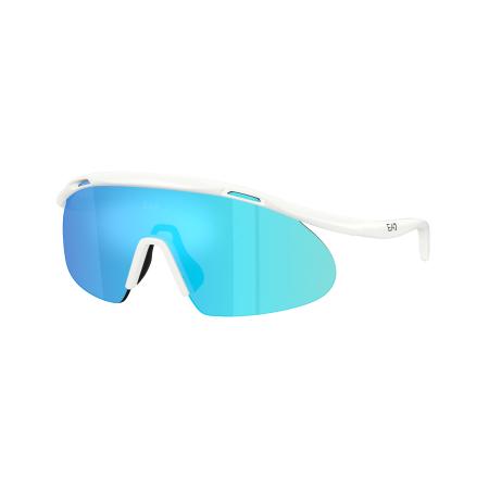 EA7 Mannelijk Sunglass Q74008 - Framekleur: Matwit, Lenskleur: Lichtgroen gespiegeld blauw