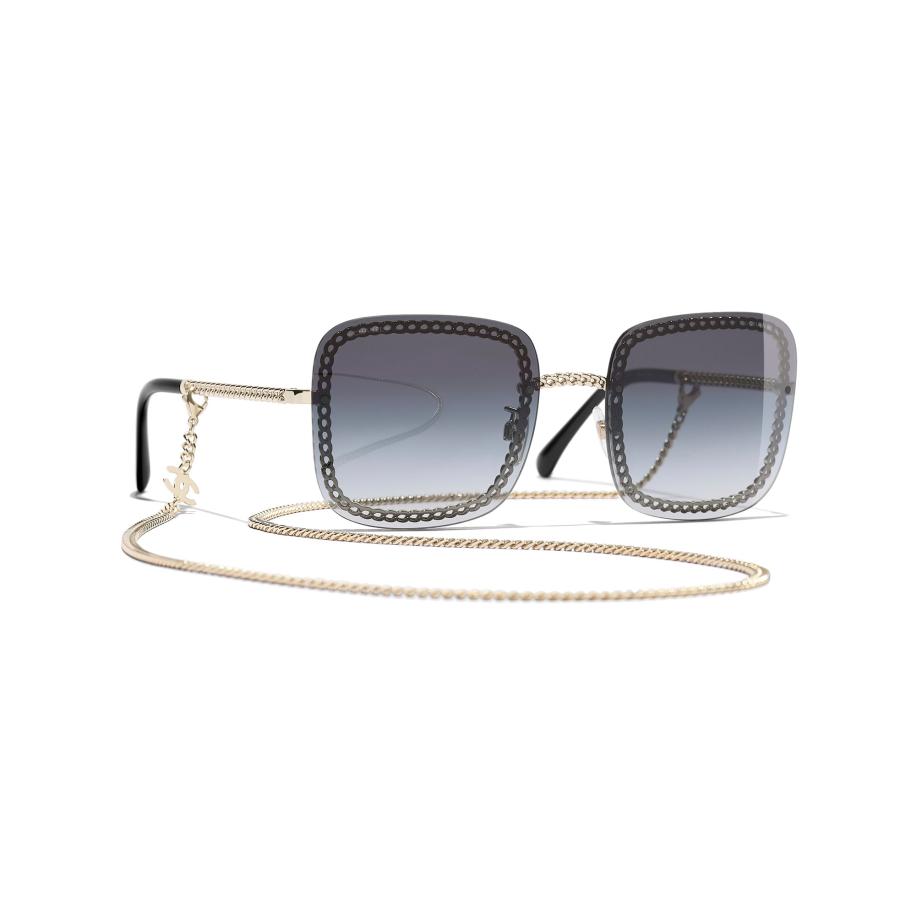 Chanel Vrouwelijk Sunglass Square Sunglasses CH4244 - Framekleur: Goud, Lenskleur: Grijs Grijs