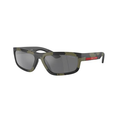 Prada Linea Rossa Mannelijk Sunglass PS 05ZS - Framekleur: Groen geïmiteerd gerubberd, Lenskleur: Grijs gespiegeld zwart