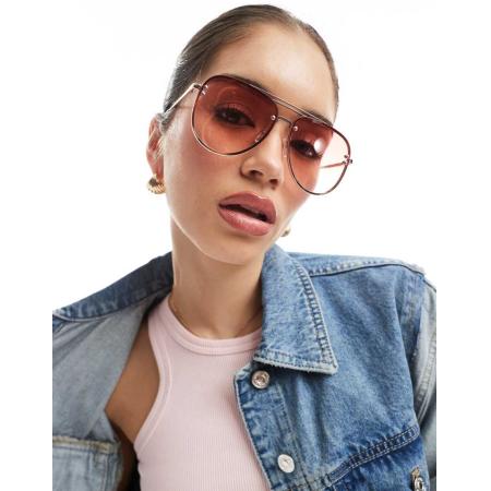 AIRE Quartz Metalen aviator zonnebril in roze