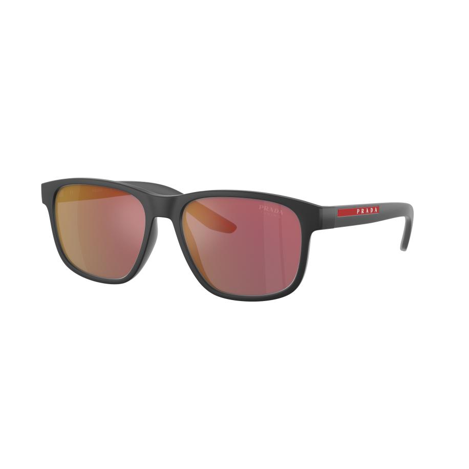 Prada Linea Rossa Mannelijk Sunglass PS 6YS - Framekleur: Grijs Rubber, Lenskleur: Donkergrijs gespiegeld rood Multicolor