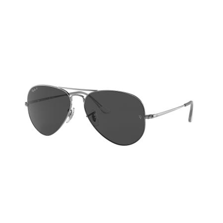 Ray-Ban Unisex Sunglass RB3689 Aviator Metal II - Framekleur: Staalgrijs, Lenskleur: Zwart