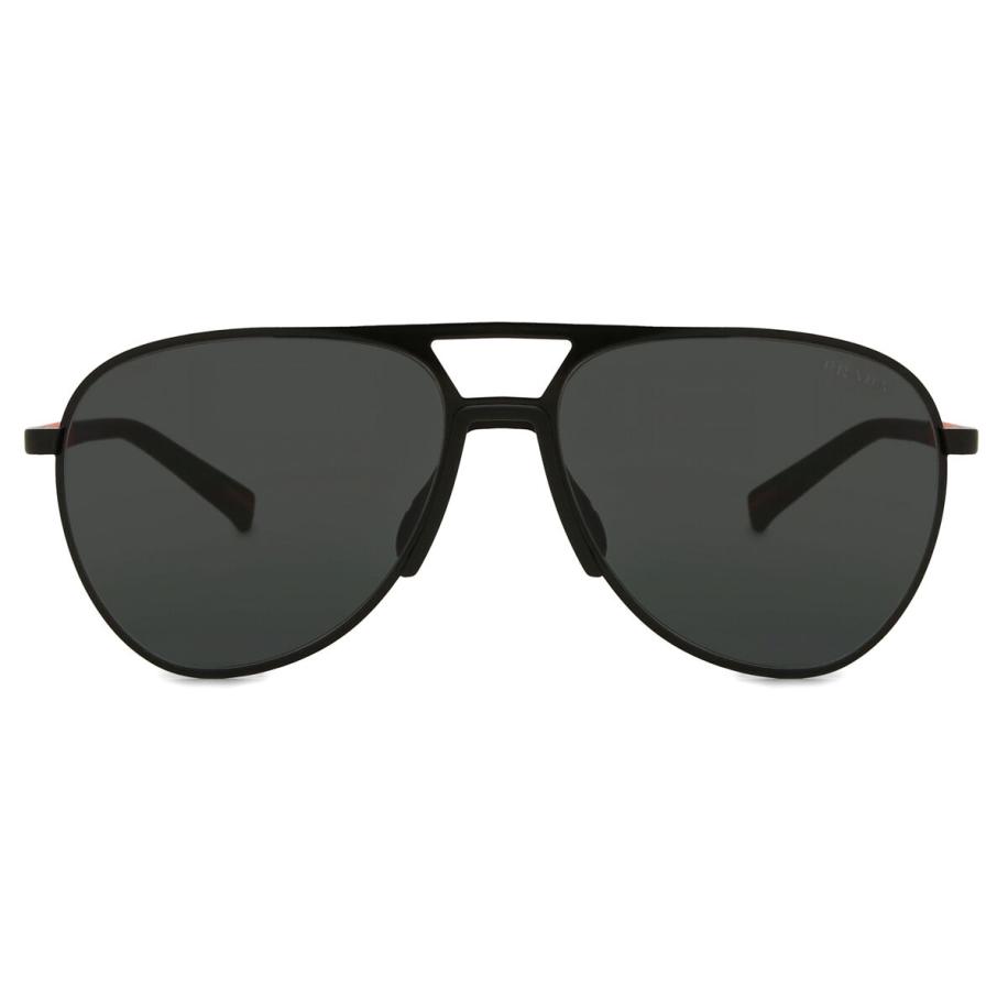 Prada Linea Rossa PS53ZS 1BO06F Zwart Heren Zonnebril Grijs