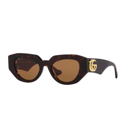 Gucci Vrouwelijk Sunglass GG1421S - Framekleur: Tortoise, Lenskleur: Bruin